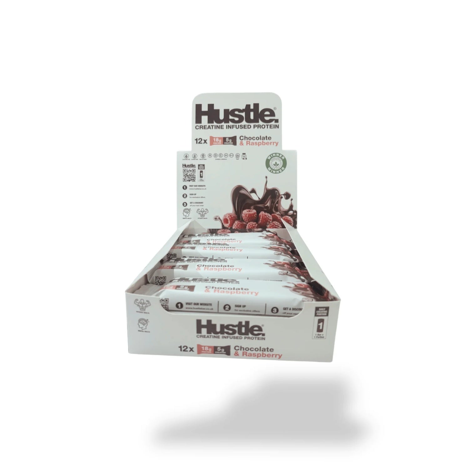 Hustle Chocolate Raspberry Bars - 12 Bars