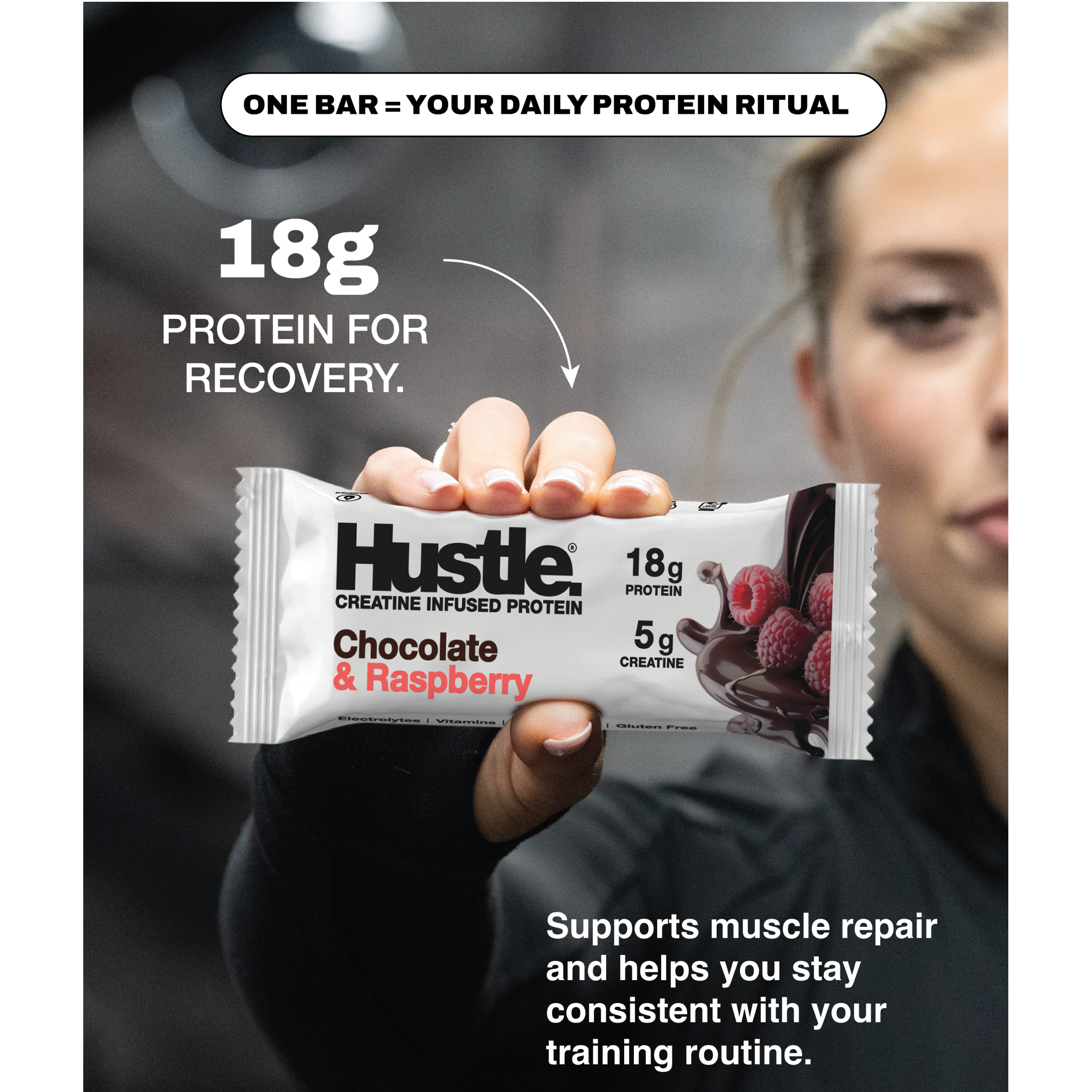 Hustle Chocolate Raspberry Protein Bars | Box of 12