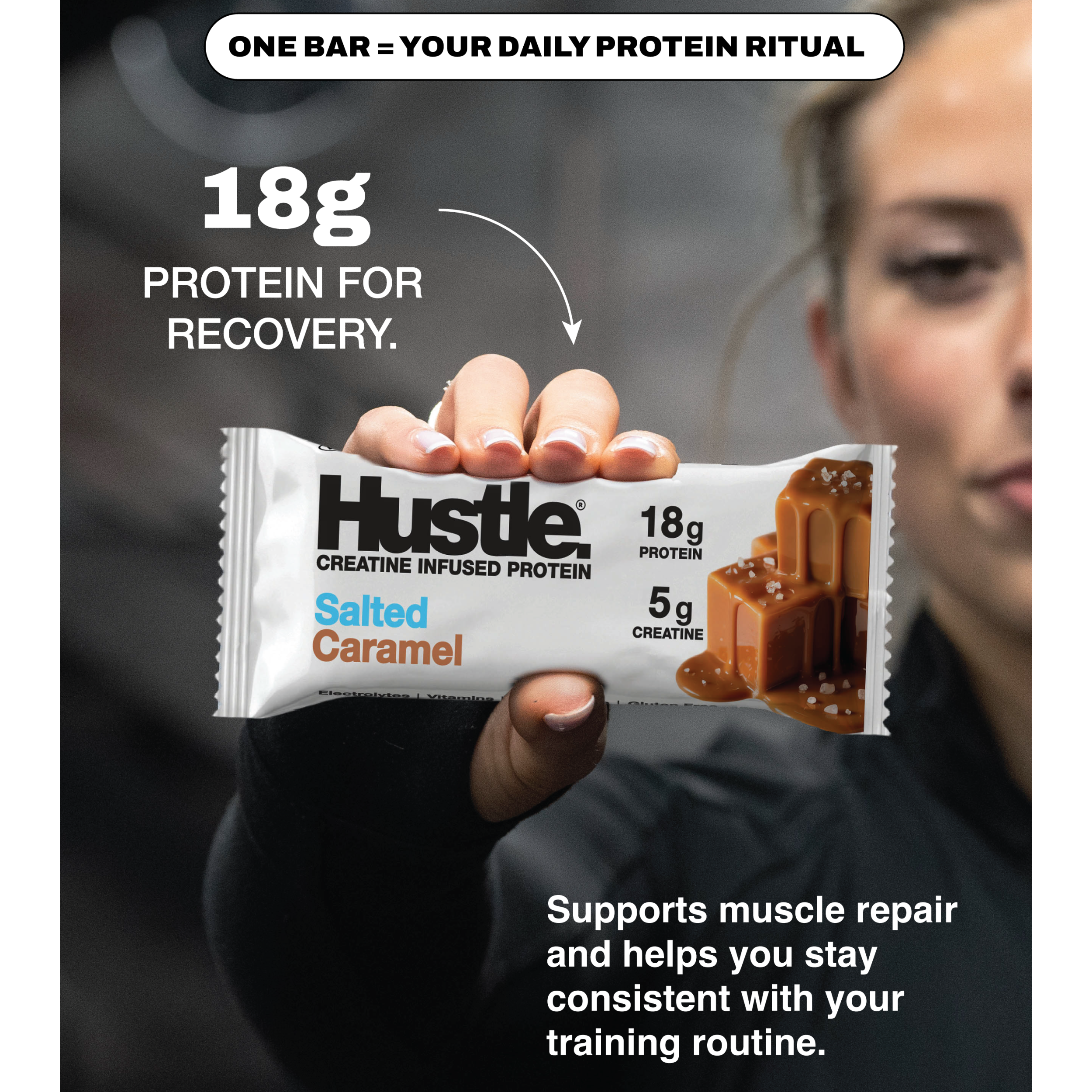 Hustle Salted Caramel Protein Bars | Box of 12