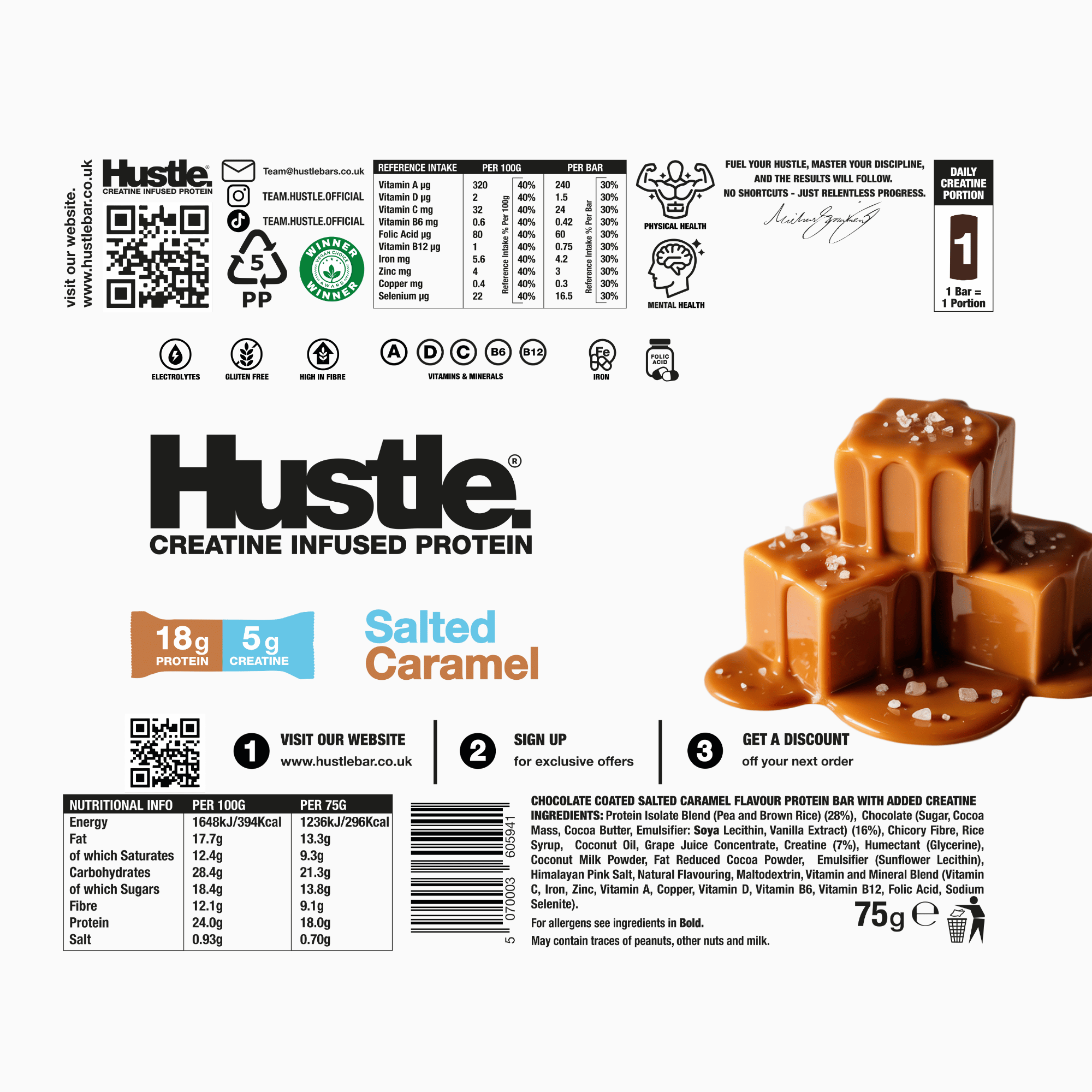 Hustle Salted Caramel Bars - 12 Bars