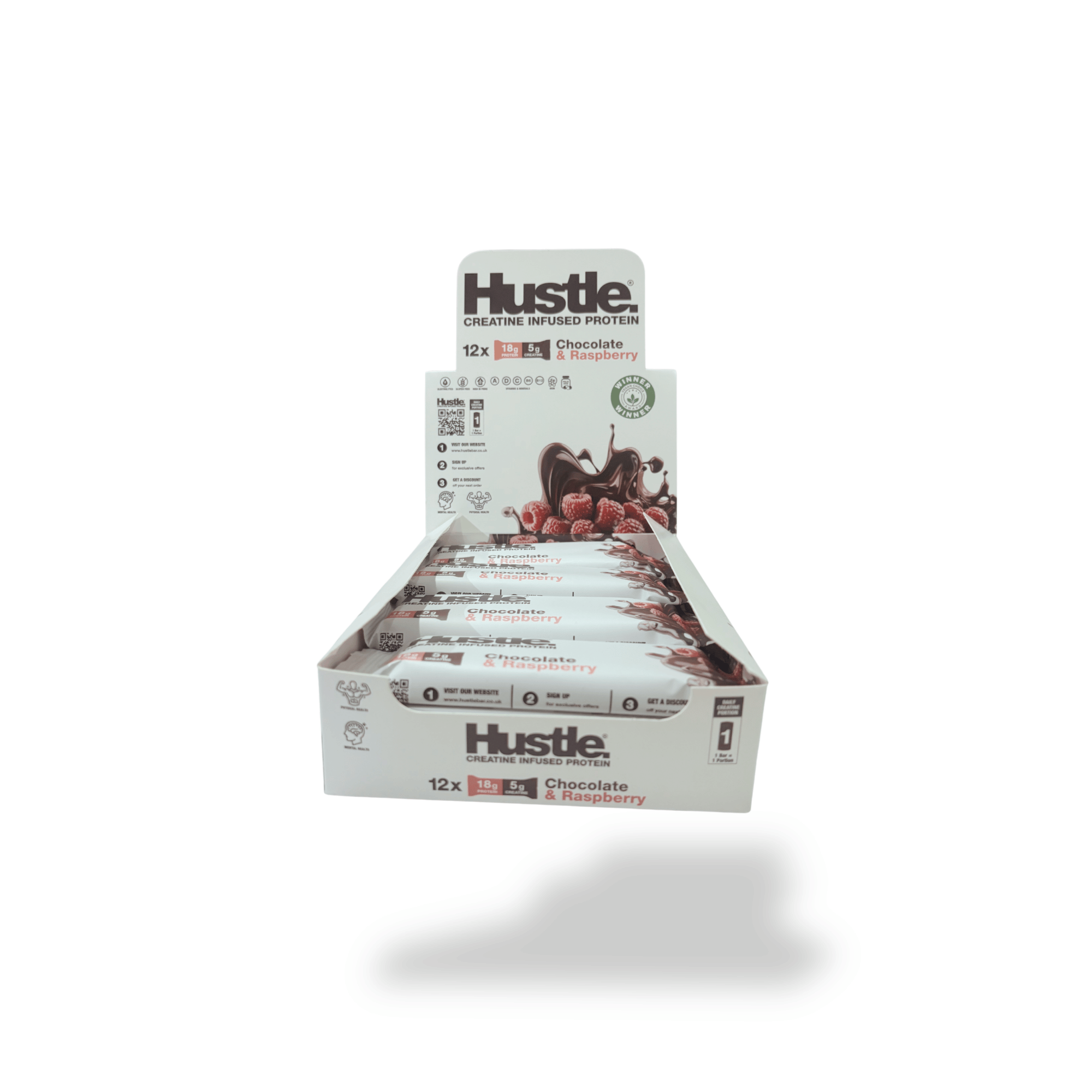 Hustle Chocolate Raspberry Bars (12 pack)