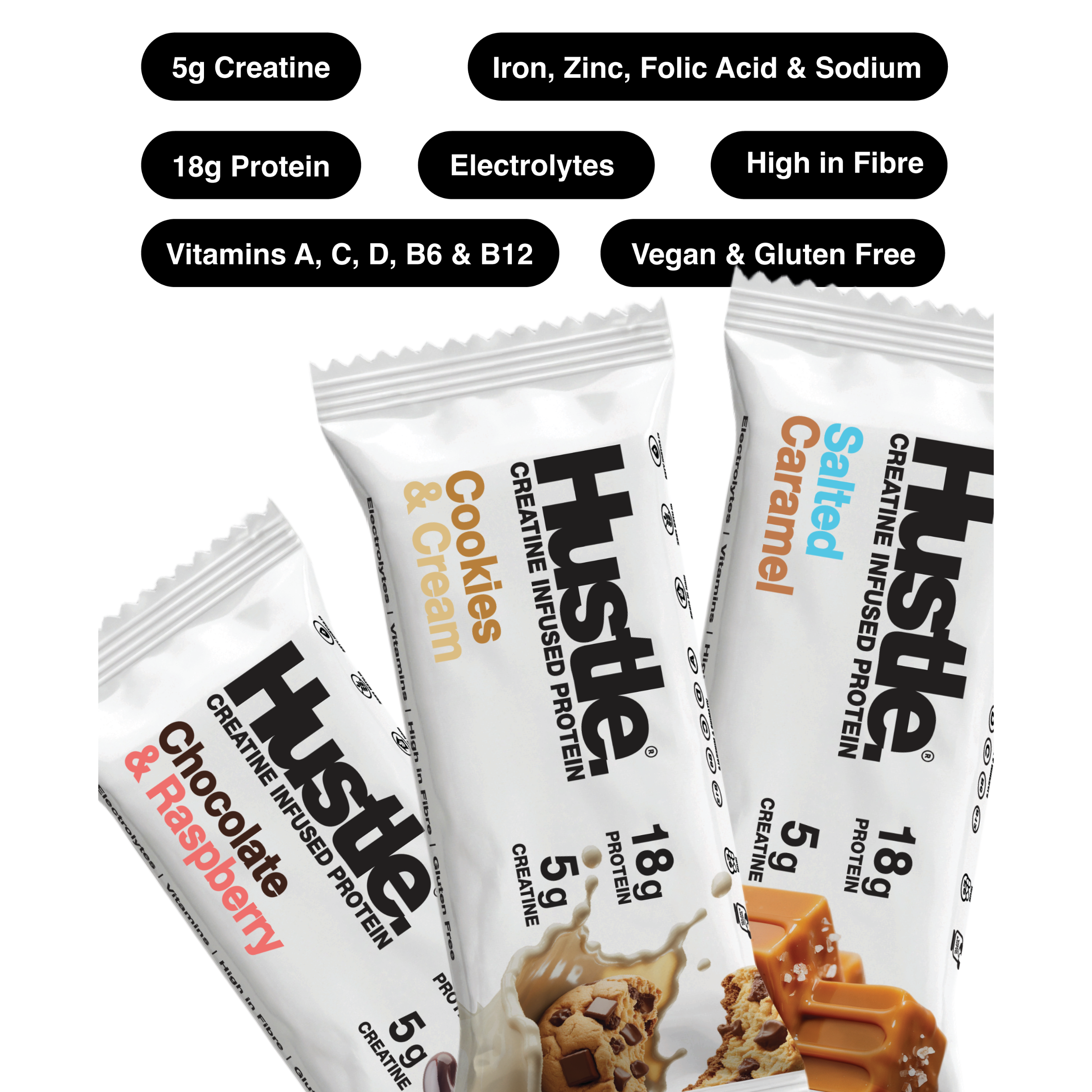 Hustle Chocolate Raspberry Protein Bars | Box of 12