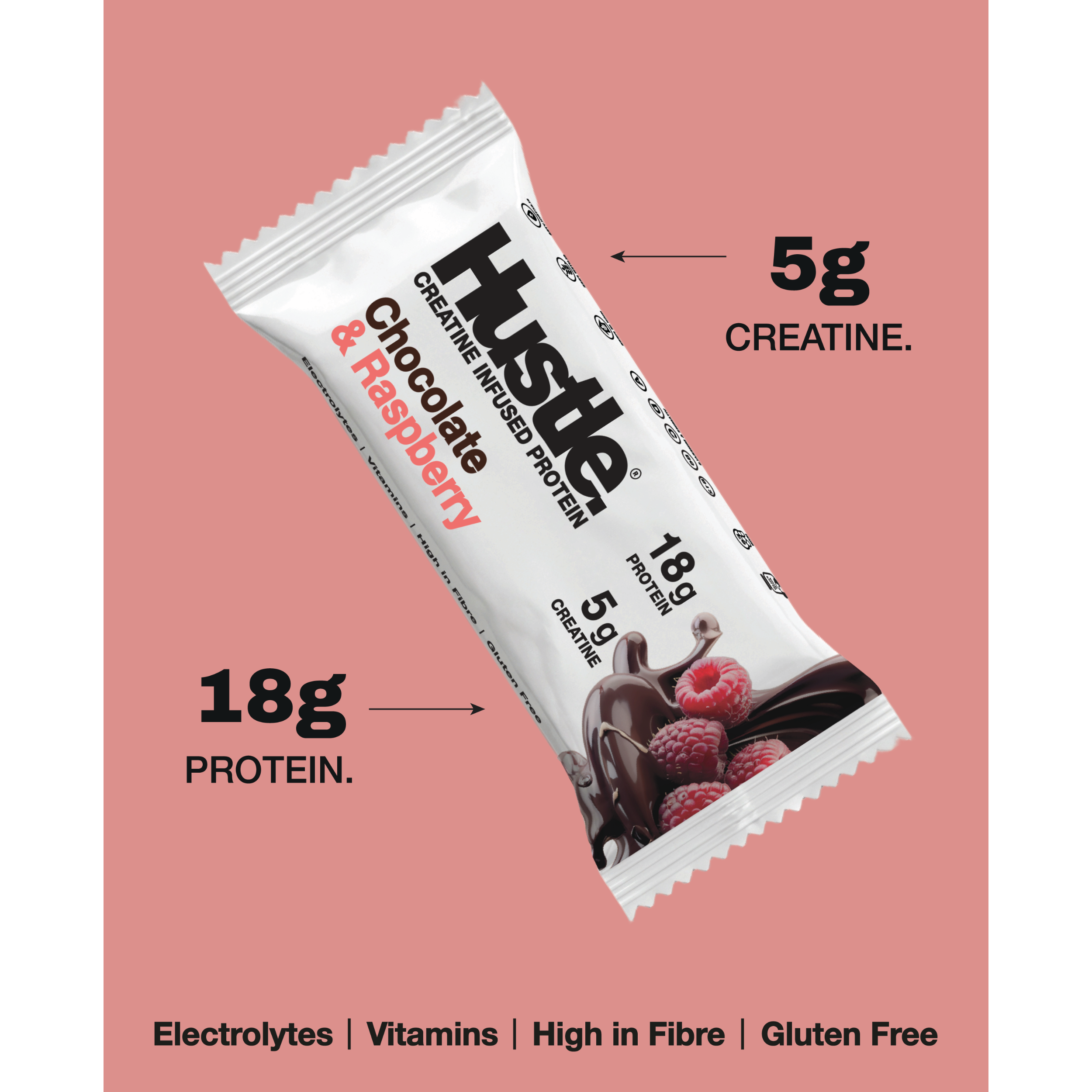 Hustle Chocolate Raspberry Protein Bars | Box of 12