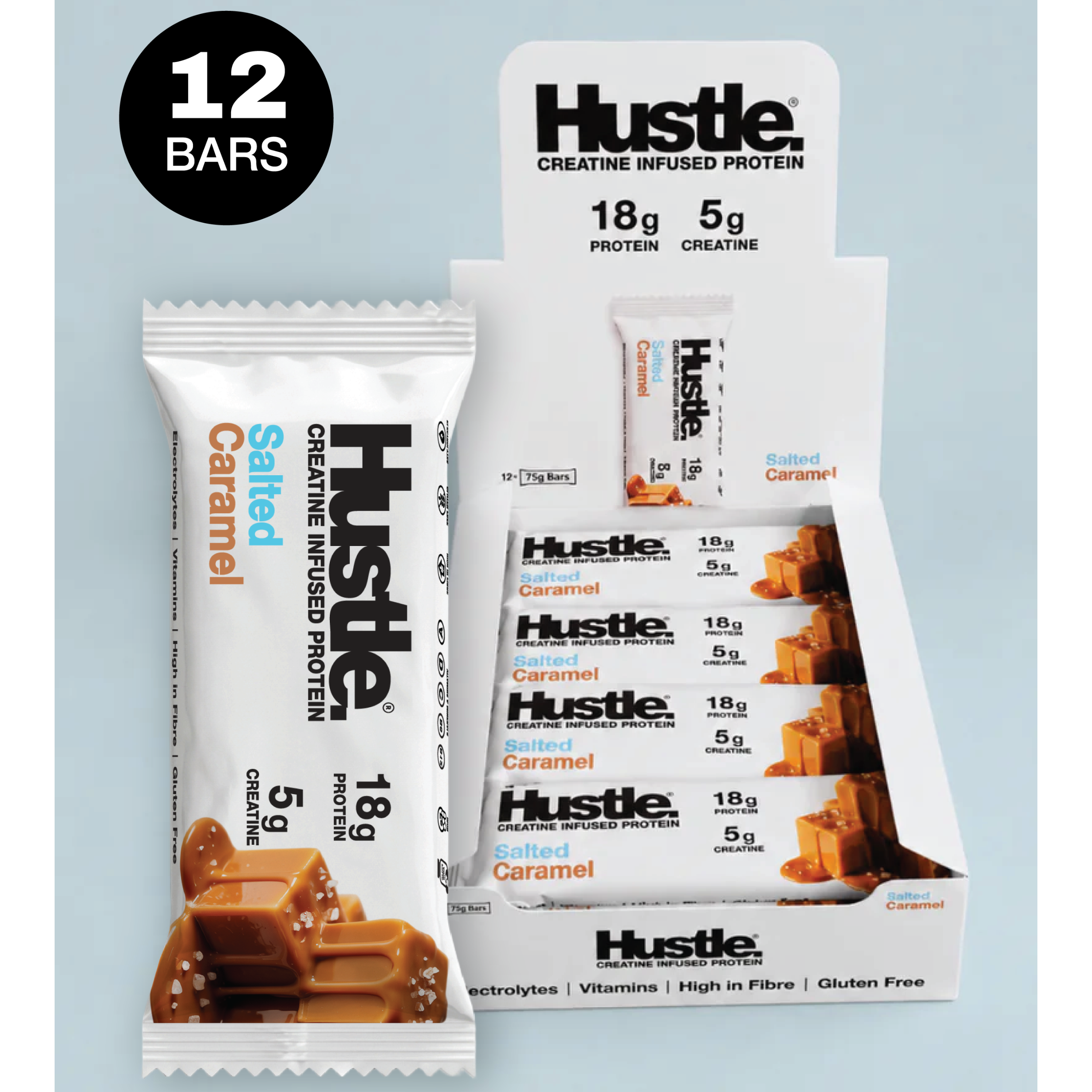 Hustle Salted Caramel Protein Bars | Box of 12