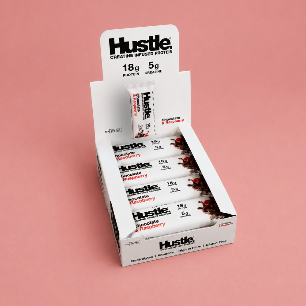 Hustle Chocolate Raspberry Protein Bars | Box of 12
