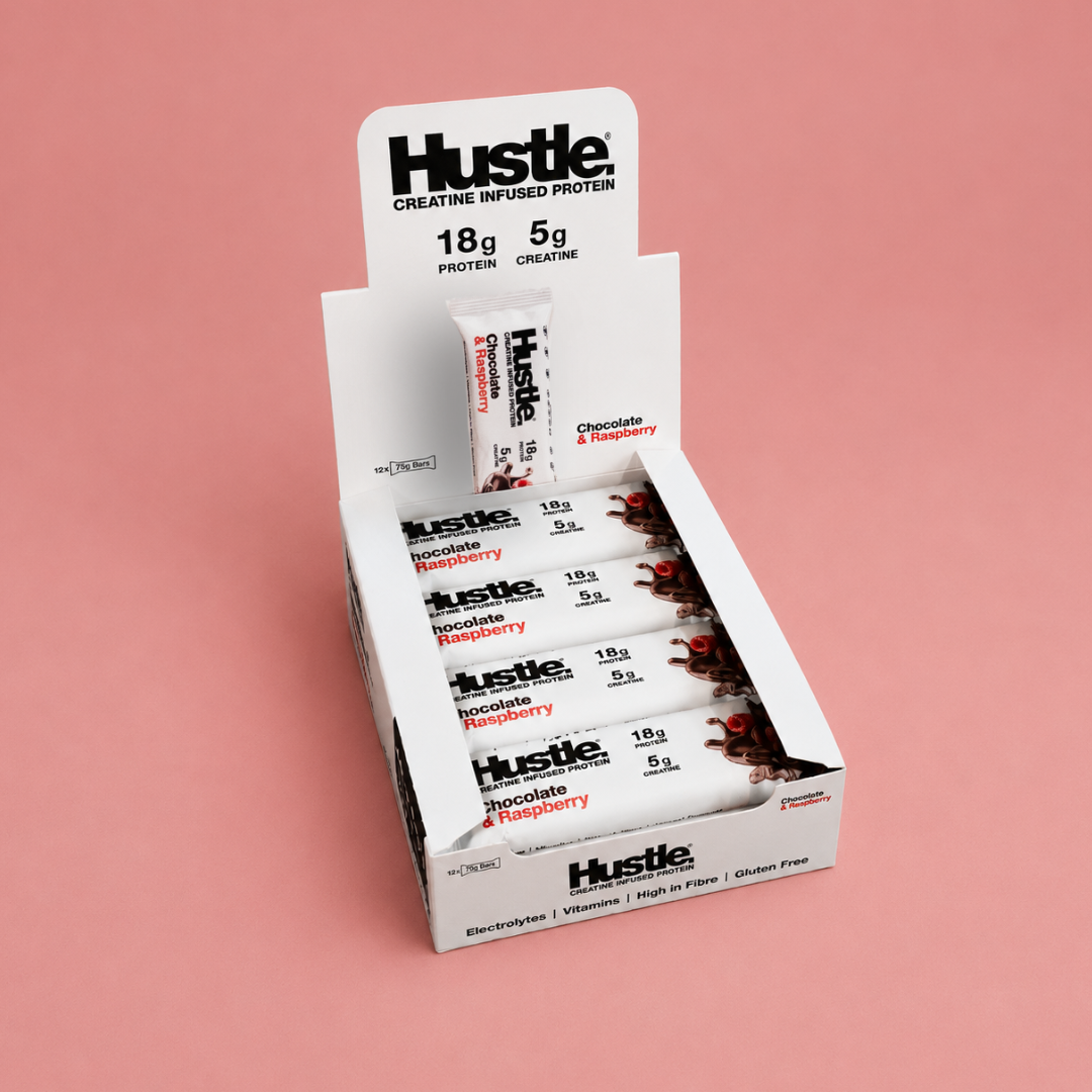 Hustle Chocolate Raspberry Protein Bars | Box of 12